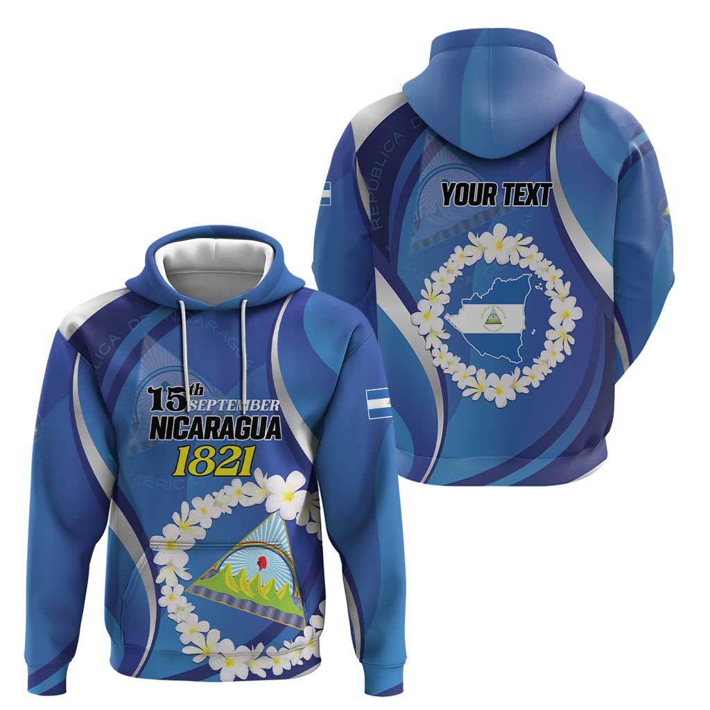 Personalized Nicaragua Independence Day 1821 Zip Hoodie Plumeria Floral - Wonder Print Shop