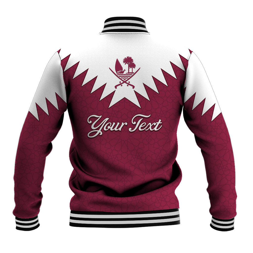 Personalised Qatar National Day Baseball Jacket Dawlat Qatar Map Islamic Pattern - Wonder Print Shop