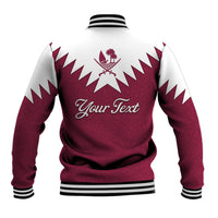 Personalised Qatar National Day Baseball Jacket Dawlat Qatar Map Islamic Pattern - Wonder Print Shop