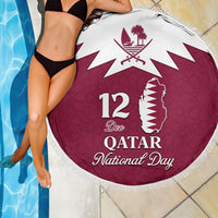 Qatar National Day Beach Blanket Dawlat Qatar Map Islamic Pattern - Wonder Print Shop