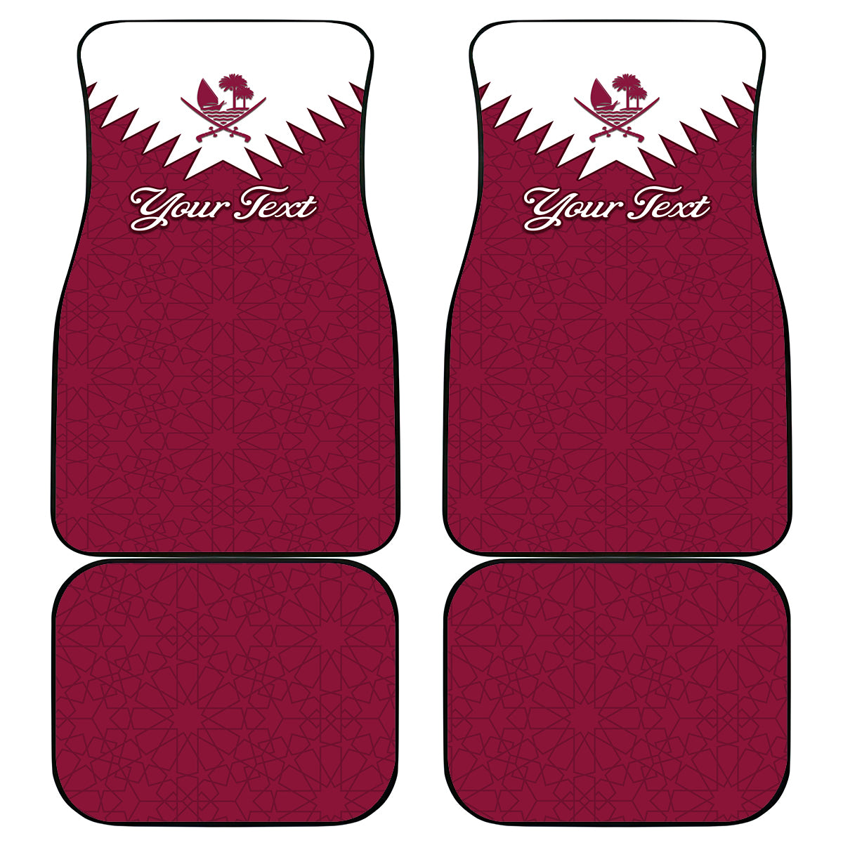 Qatar National Day Car Mats Dawlat Qatar Map Islamic Pattern - Wonder Print Shop