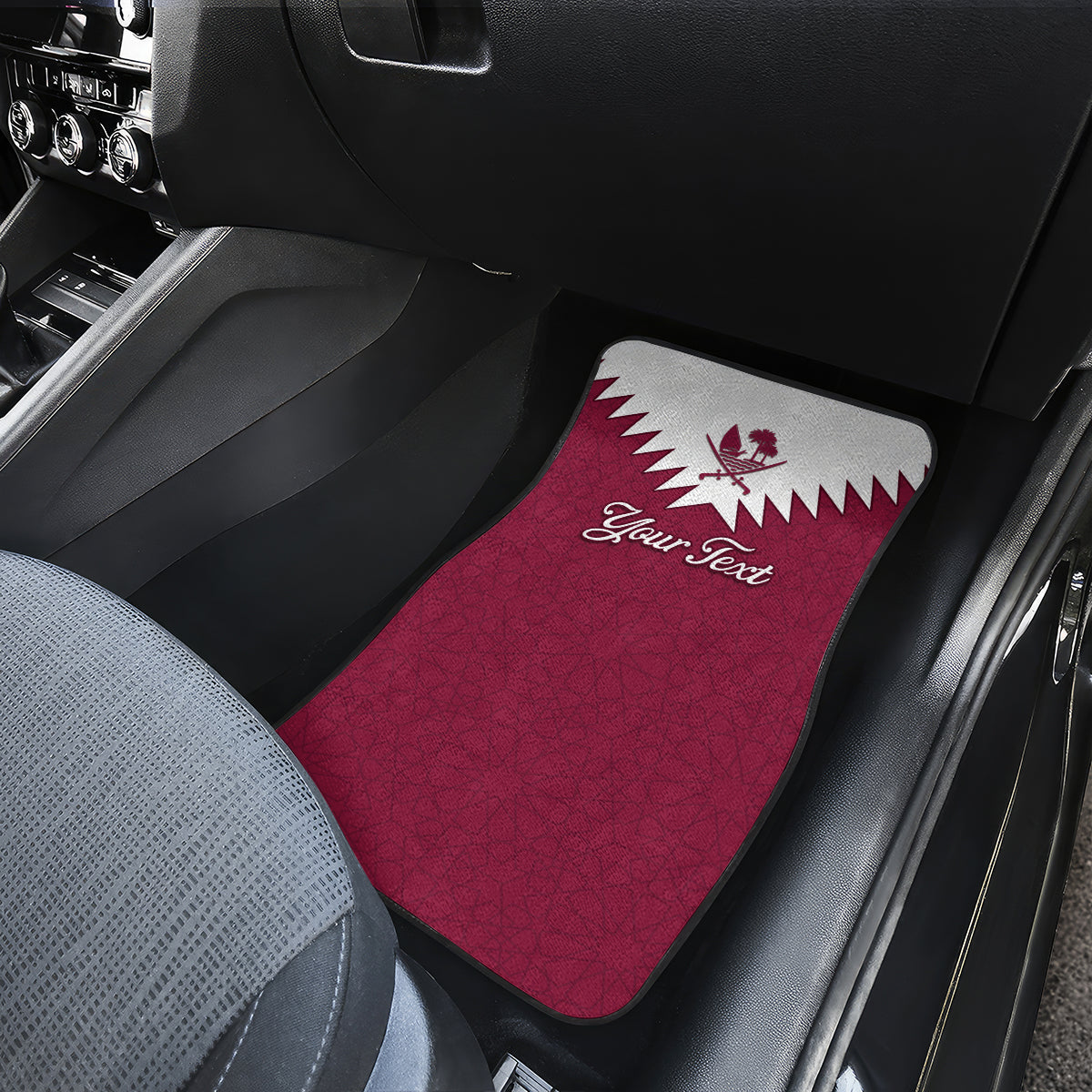 Qatar National Day Car Mats Dawlat Qatar Map Islamic Pattern - Wonder Print Shop