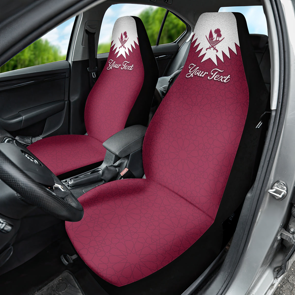 Qatar National Day Car Seat Cover Dawlat Qatar Map Islamic Pattern - Wonder Print Shop