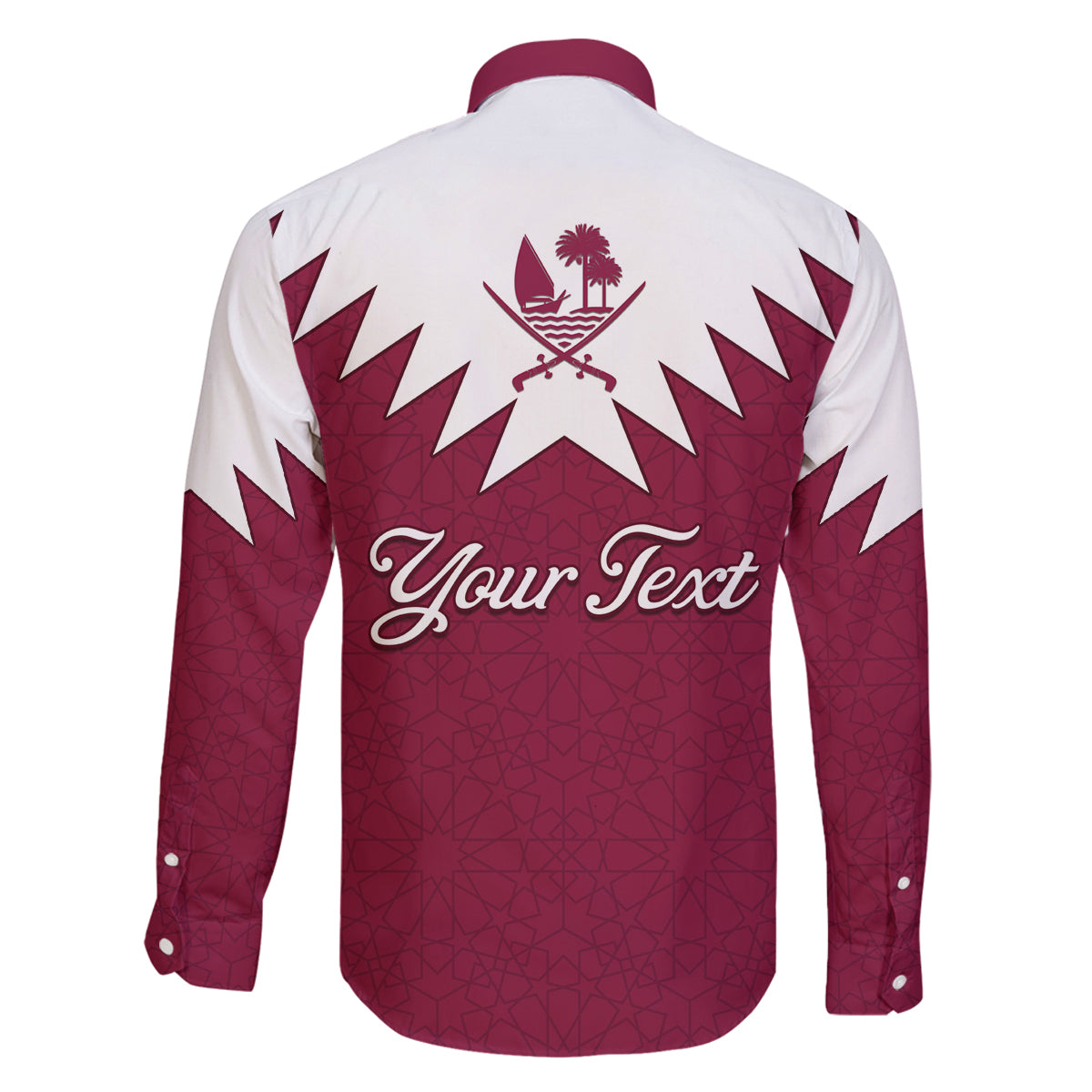 Personalised Qatar National Day Family Matching Long Sleeve Bodycon Dress and Hawaiian Shirt Dawlat Qatar Map Islamic Pattern - Wonder Print Shop
