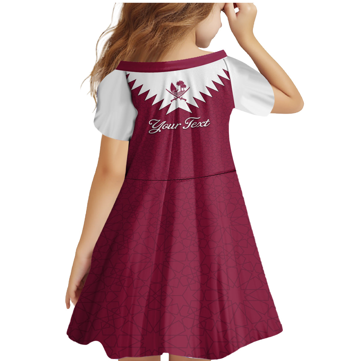 Personalised Qatar National Day Family Matching Mermaid Dress and Hawaiian Shirt Dawlat Qatar Map Islamic Pattern - Wonder Print Shop