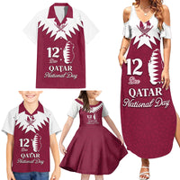 Personalised Qatar National Day Family Matching Summer Maxi Dress and Hawaiian Shirt Dawlat Qatar Map Islamic Pattern - Wonder Print Shop