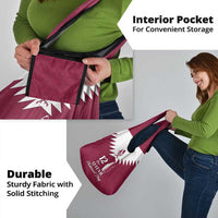 Personalised Qatar National Day Grocery Bag Dawlat Qatar Map Islamic Pattern