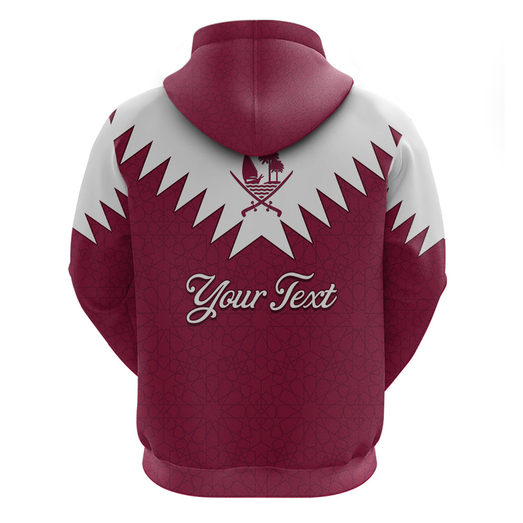 Personalised Qatar National Day Hoodie Dawlat Qatar Map Islamic Pattern - Wonder Print Shop