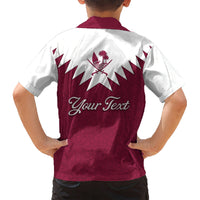Personalised Qatar National Day Kid Hawaiian Shirt Dawlat Qatar Map Islamic Pattern - Wonder Print Shop