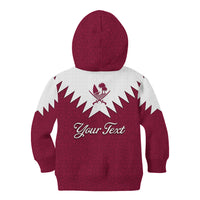 Personalised Qatar National Day Kid Hoodie Dawlat Qatar Map Islamic Pattern - Wonder Print Shop