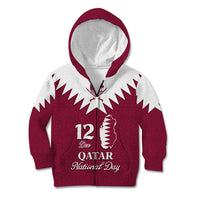 Personalised Qatar National Day Kid Hoodie Dawlat Qatar Map Islamic Pattern - Wonder Print Shop