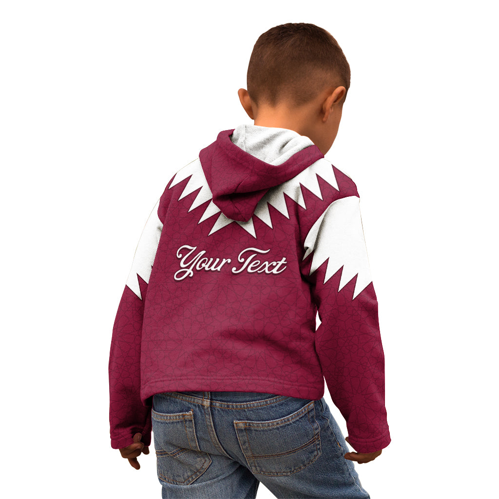 Personalised Qatar National Day Kid Hoodie Dawlat Qatar Map Islamic Pattern - Wonder Print Shop