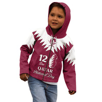 Personalised Qatar National Day Kid Hoodie Dawlat Qatar Map Islamic Pattern - Wonder Print Shop