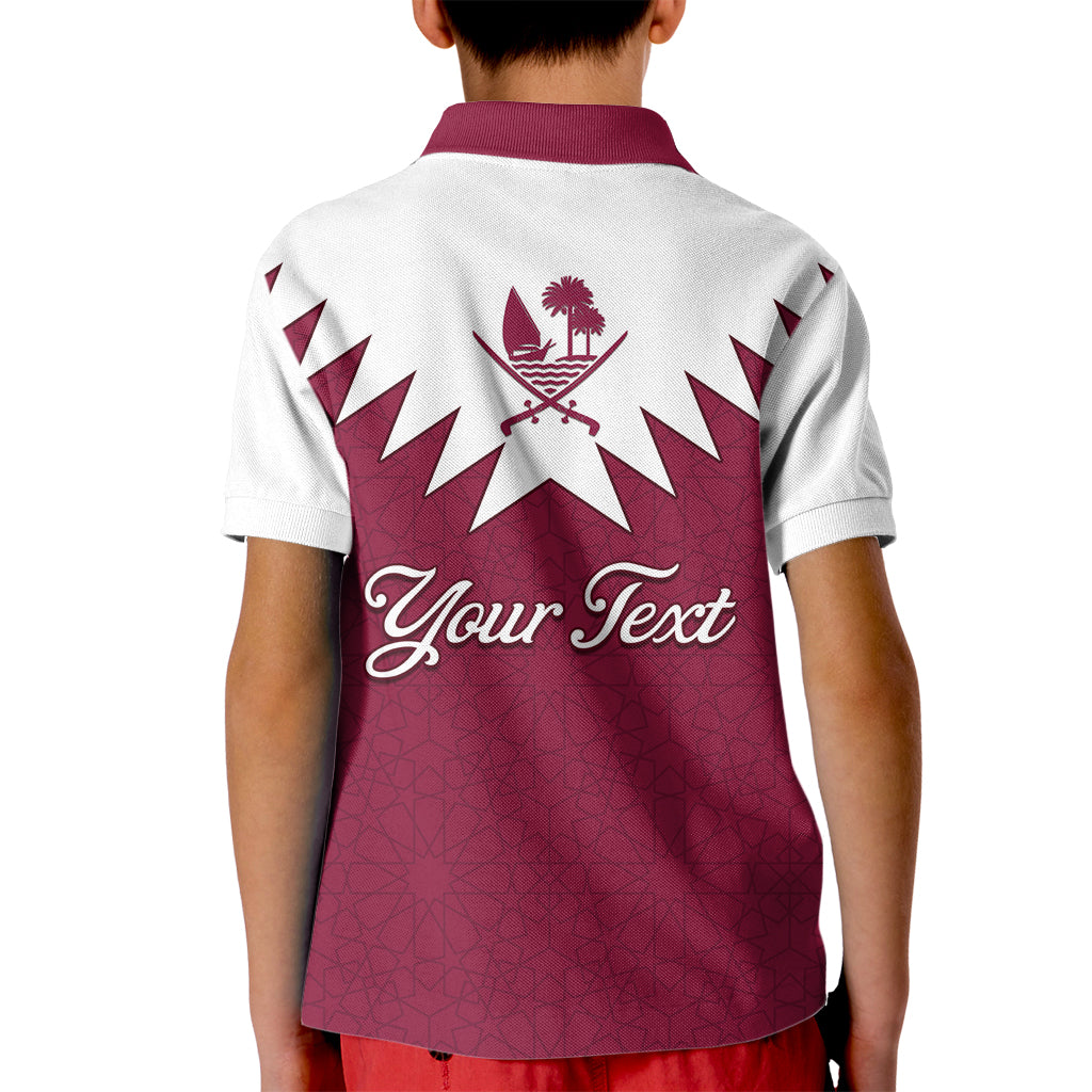 Personalised Qatar National Day Kid Polo Shirt Dawlat Qatar Map Islamic Pattern - Wonder Print Shop
