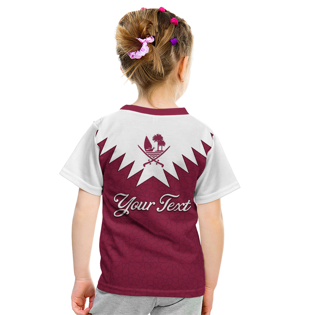 Personalised Qatar National Day Kid T Shirt Dawlat Qatar Map Islamic Pattern - Wonder Print Shop