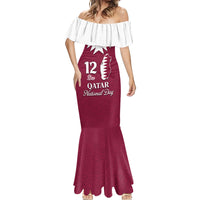 Personalised Qatar National Day Mermaid Dress Dawlat Qatar Map Islamic Pattern - Wonder Print Shop