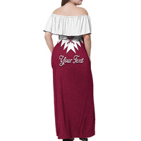 Personalised Qatar National Day Off Shoulder Maxi Dress Dawlat Qatar Map Islamic Pattern - Wonder Print Shop