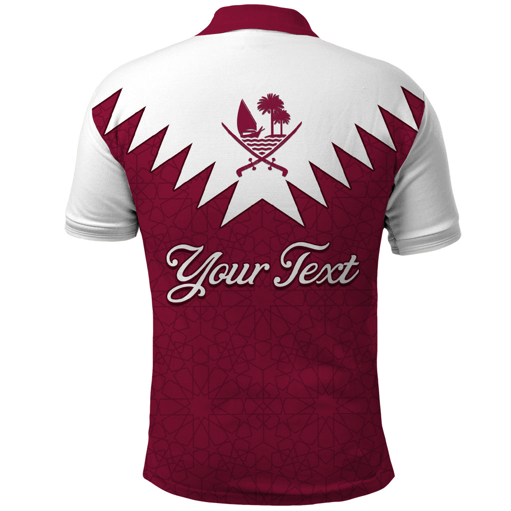 Personalised Qatar National Day Polo Shirt Dawlat Qatar Map Islamic Pattern - Wonder Print Shop