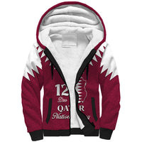 Personalised Qatar National Day Sherpa Hoodie Dawlat Qatar Map Islamic Pattern - Wonder Print Shop