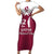 Personalised Qatar National Day Short Sleeve Bodycon Dress Dawlat Qatar Map Islamic Pattern - Wonder Print Shop