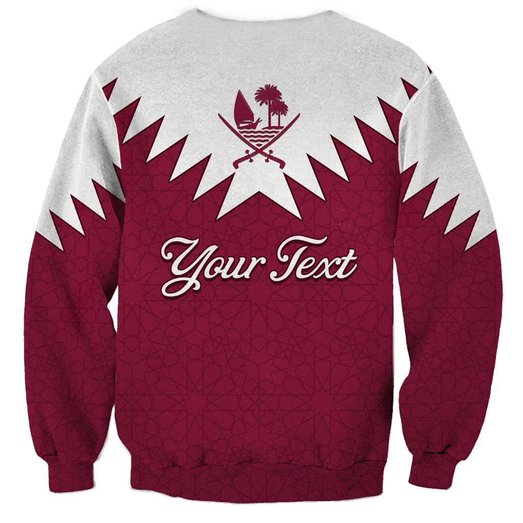 Personalised Qatar National Day Sweatshirt Dawlat Qatar Map Islamic Pattern - Wonder Print Shop