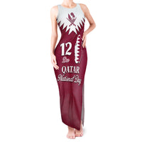 Personalised Qatar National Day Tank Maxi Dress Dawlat Qatar Map Islamic Pattern - Wonder Print Shop