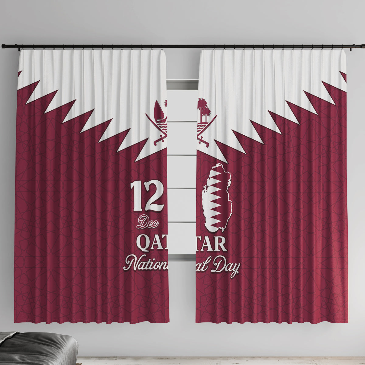personalised-qatar-national-day-window-curtain-dawlat-qatar-map-islamic-pattern