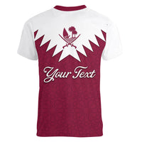 Personalised Qatar National Day Women V Neck T Shirt Dawlat Qatar Map Islamic Pattern - Wonder Print Shop