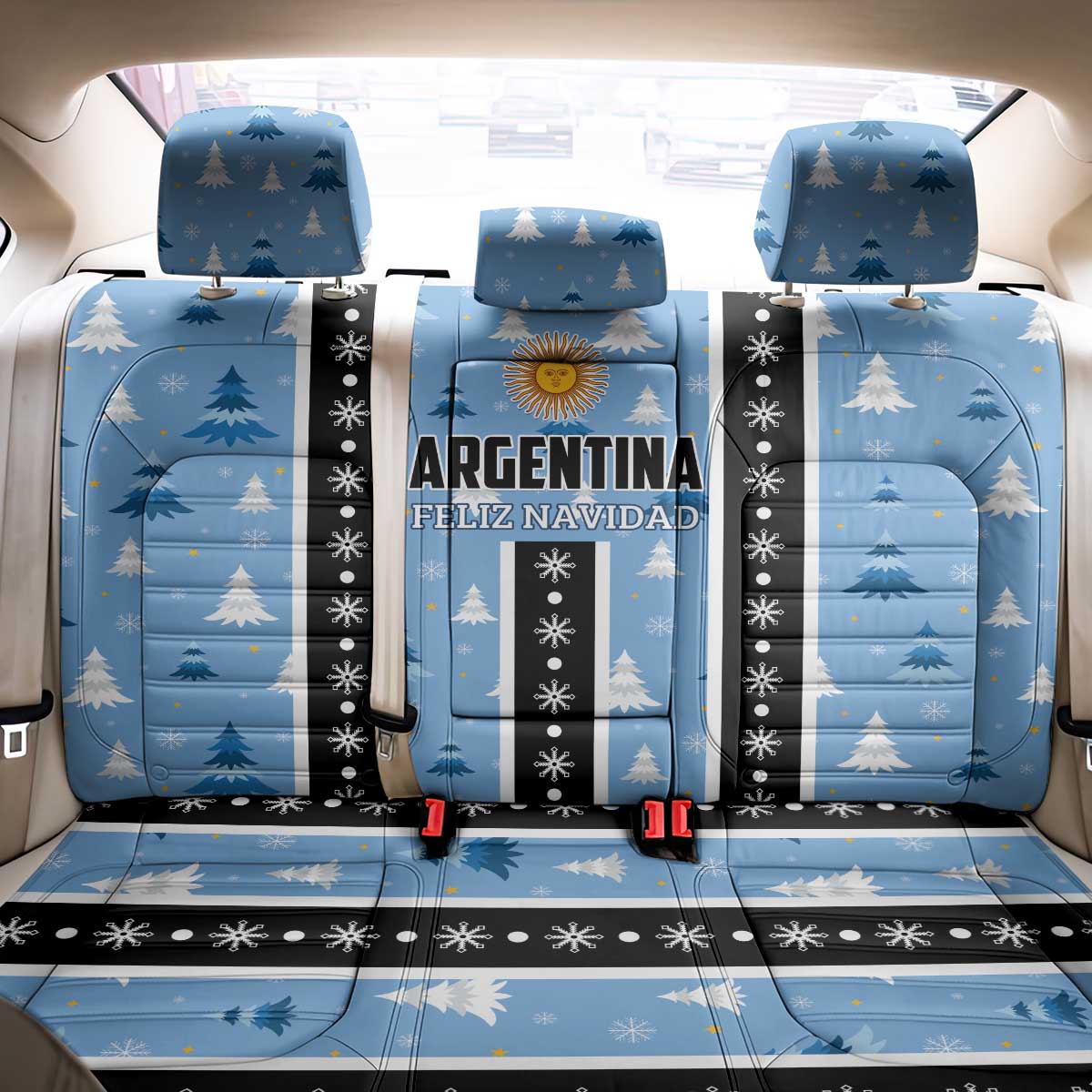 Argentina Christmas Back Car Seat Cover Feliz Navidad Sol de Mayo - Wonder Print Shop