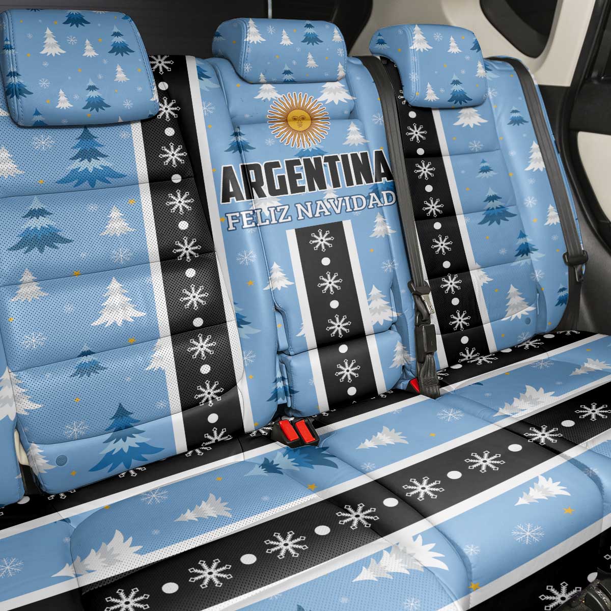 Argentina Christmas Back Car Seat Cover Feliz Navidad Sol de Mayo - Wonder Print Shop