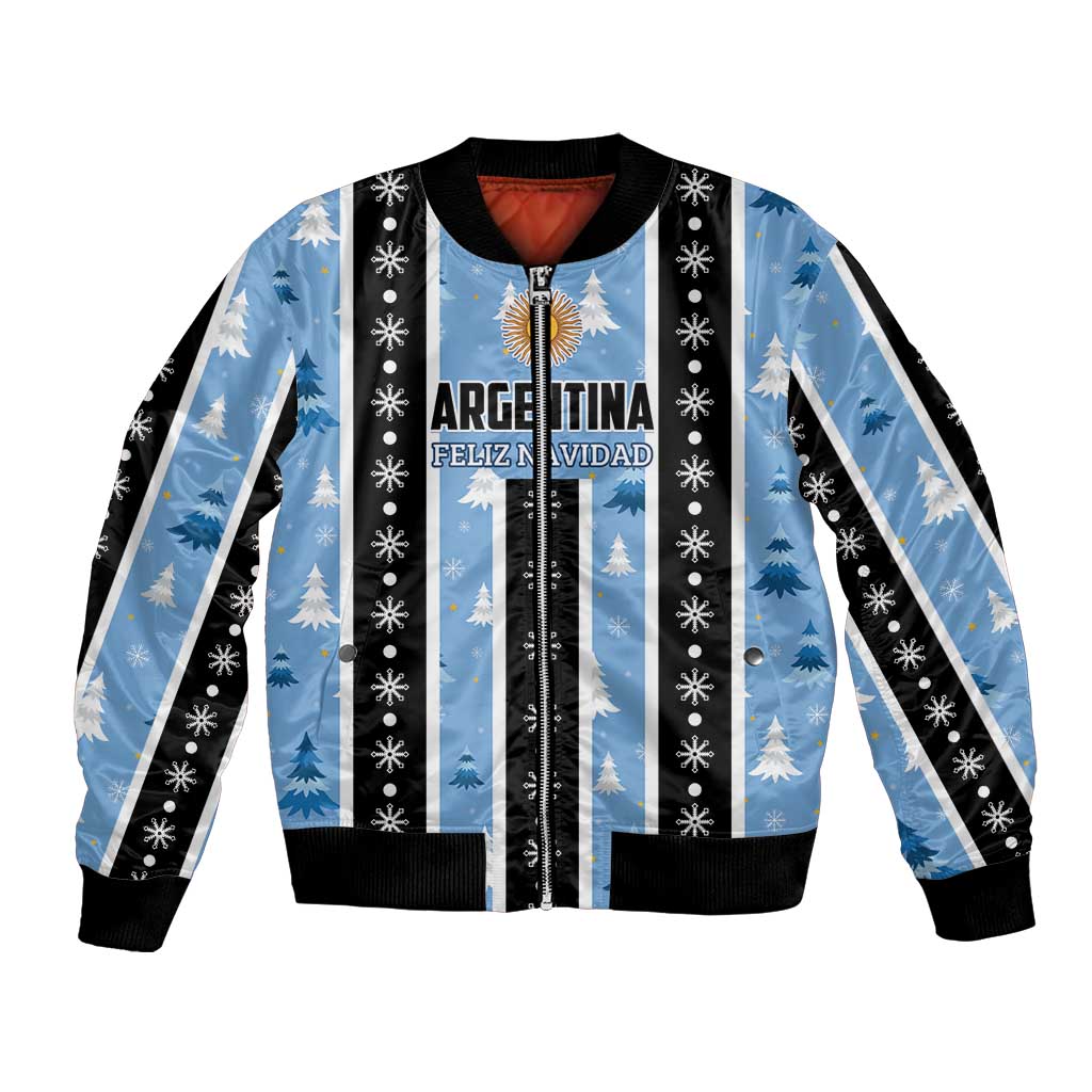Argentina Christmas Bomber Jacket Feliz Navidad Sol de Mayo - Wonder Print Shop