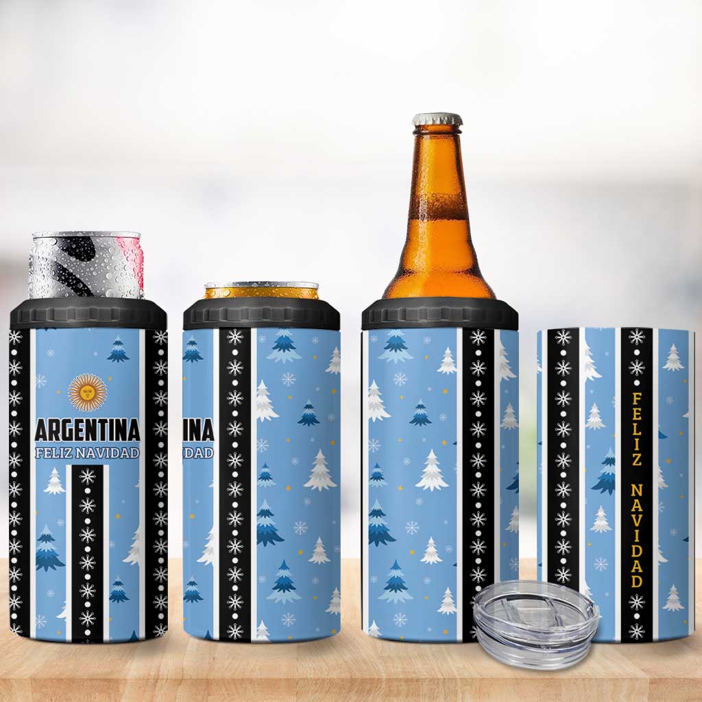Argentina Christmas 4 in 1 Can Cooler Tumbler Feliz Navidad Sol de Mayo - Wonder Print Shop