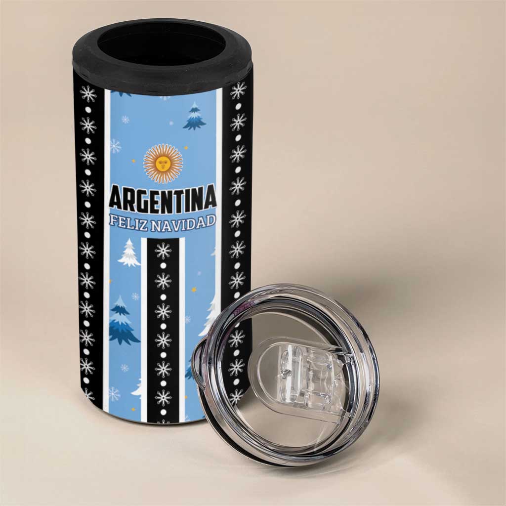 Argentina Christmas 4 in 1 Can Cooler Tumbler Feliz Navidad Sol de Mayo - Wonder Print Shop