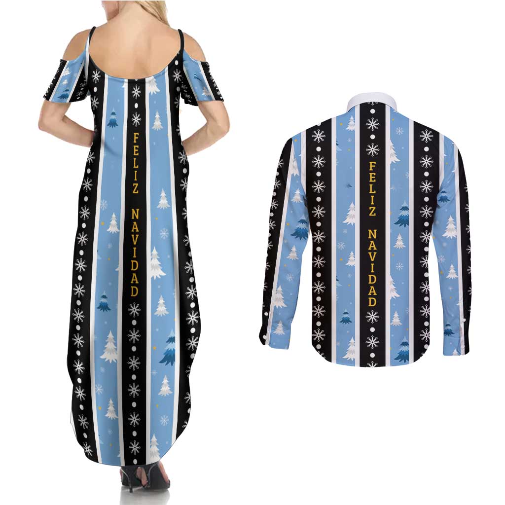 Argentina Christmas Couples Matching Summer Maxi Dress and Long Sleeve Button Shirt Feliz Navidad Sol de Mayo - Wonder Print Shop