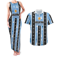Argentina Christmas Couples Matching Tank Maxi Dress and Hawaiian Shirt Feliz Navidad Sol de Mayo - Wonder Print Shop