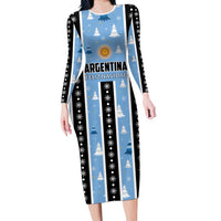 Argentina Christmas Family Matching Long Sleeve Bodycon Dress and Hawaiian Shirt Feliz Navidad Sol de Mayo - Wonder Print Shop