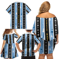 Argentina Christmas Family Matching Off Shoulder Short Dress and Hawaiian Shirt Feliz Navidad Sol de Mayo - Wonder Print Shop