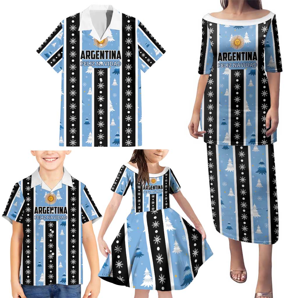 Argentina Christmas Family Matching Puletasi and Hawaiian Shirt Feliz Navidad Sol de Mayo - Wonder Print Shop
