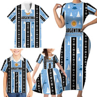 Argentina Christmas Family Matching Short Sleeve Bodycon Dress and Hawaiian Shirt Feliz Navidad Sol de Mayo - Wonder Print Shop
