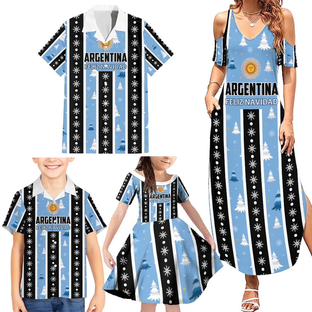 Argentina Christmas Family Matching Summer Maxi Dress and Hawaiian Shirt Feliz Navidad Sol de Mayo - Wonder Print Shop