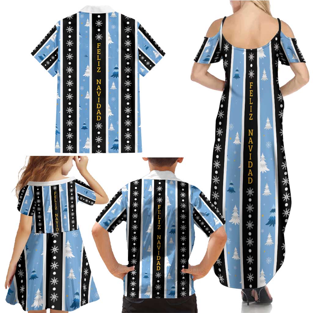 Argentina Christmas Family Matching Summer Maxi Dress and Hawaiian Shirt Feliz Navidad Sol de Mayo - Wonder Print Shop