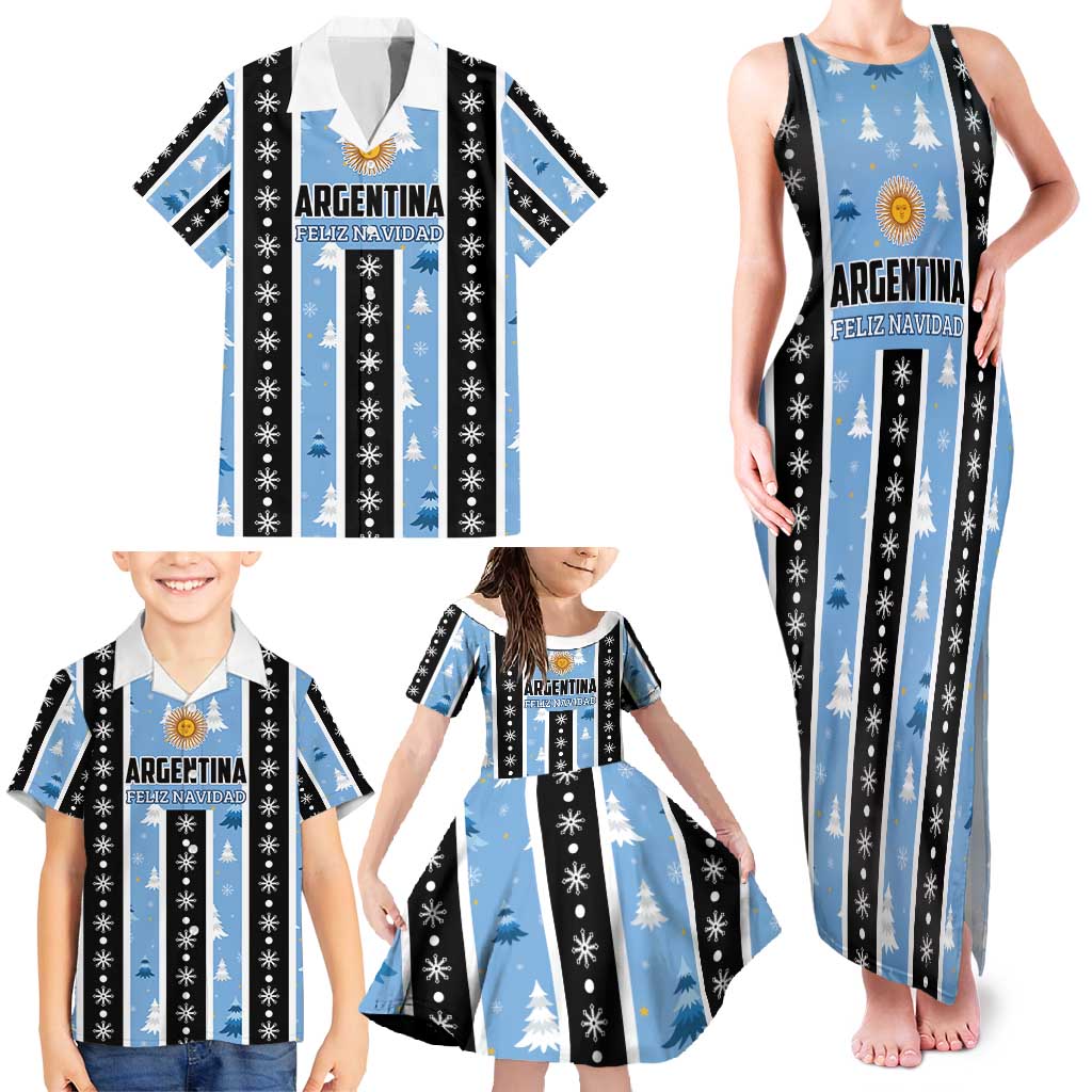 Argentina Christmas Family Matching Tank Maxi Dress and Hawaiian Shirt Feliz Navidad Sol de Mayo - Wonder Print Shop