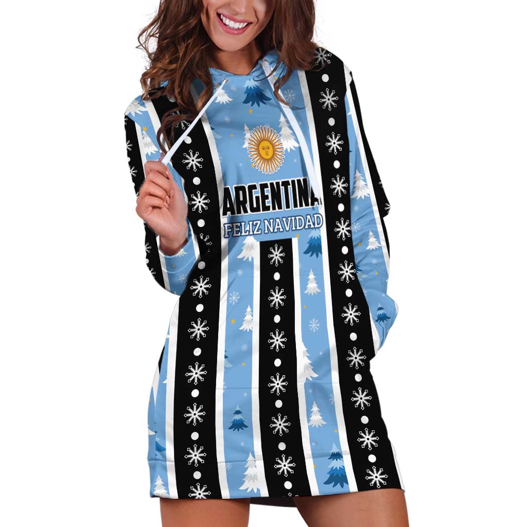 Argentina Christmas Hoodie Dress Feliz Navidad Sol de Mayo - Wonder Print Shop