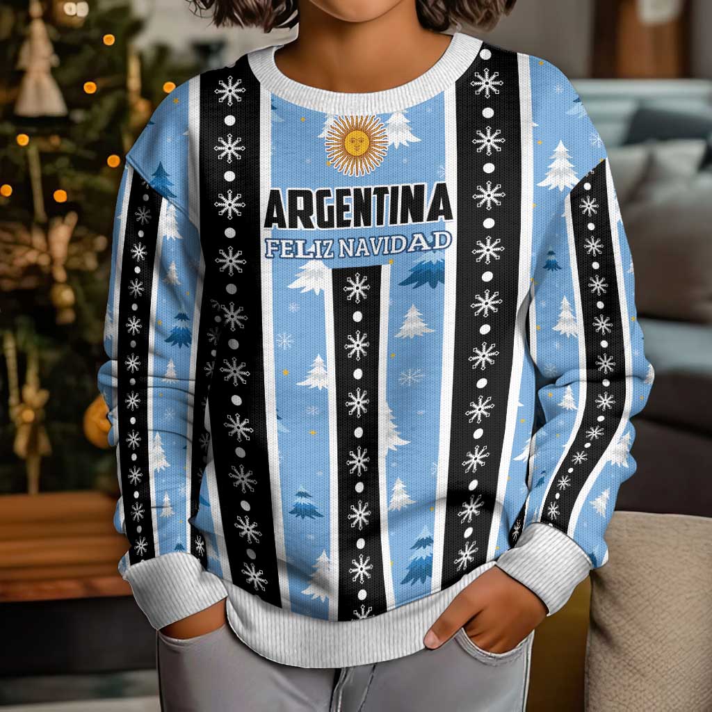 Argentina Christmas Kid Ugly Christmas Sweater Feliz Navidad Sol de Mayo - Wonder Print Shop