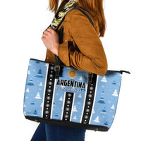 Argentina Christmas Leather Tote Bag Feliz Navidad Sol de Mayo - Wonder Print Shop