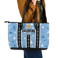 Argentina Christmas Leather Tote Bag Feliz Navidad Sol de Mayo - Wonder Print Shop