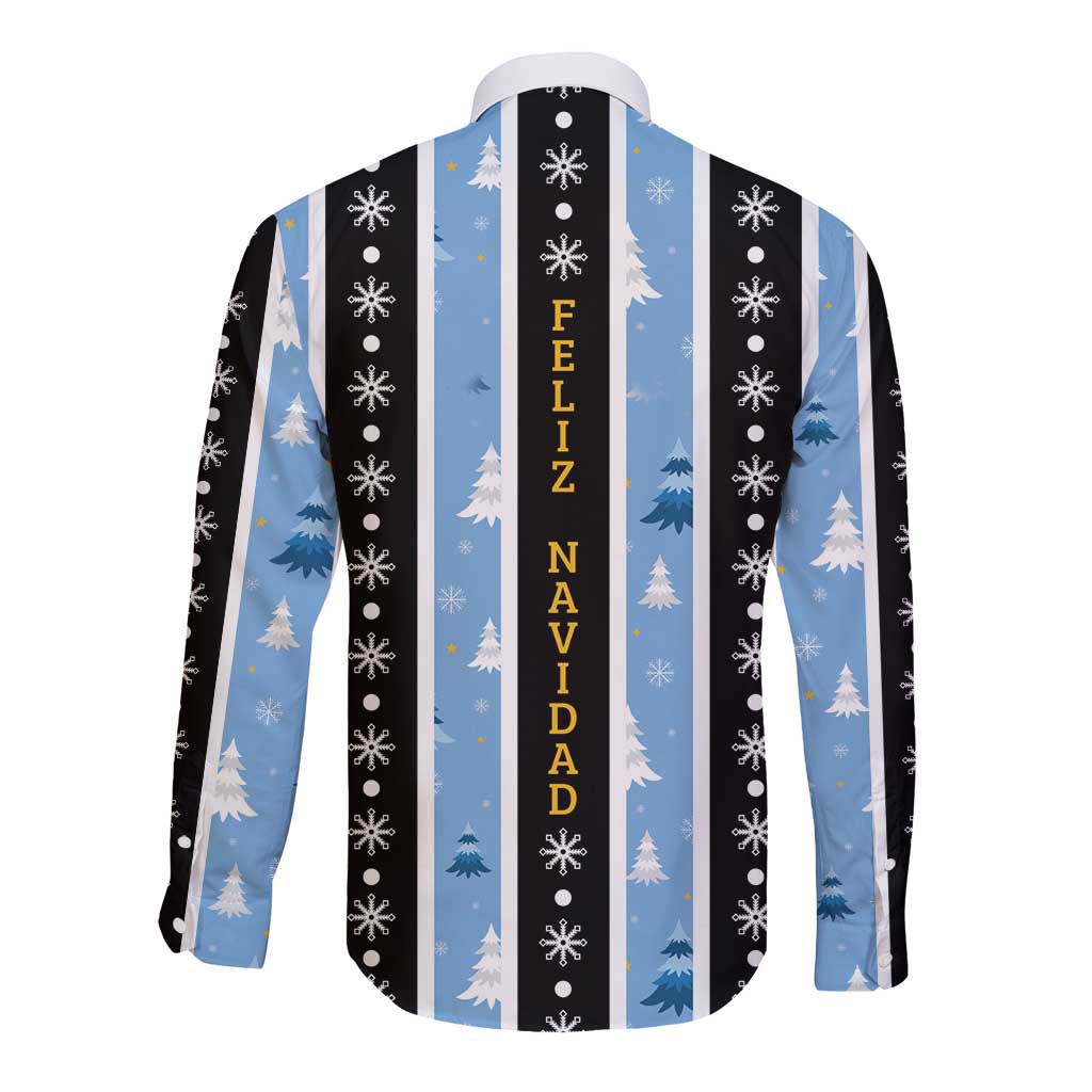 Argentina Christmas Long Sleeve Button Shirt Feliz Navidad Sol de Mayo - Wonder Print Shop