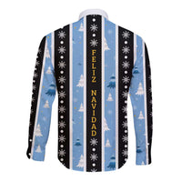 Argentina Christmas Long Sleeve Button Shirt Feliz Navidad Sol de Mayo - Wonder Print Shop