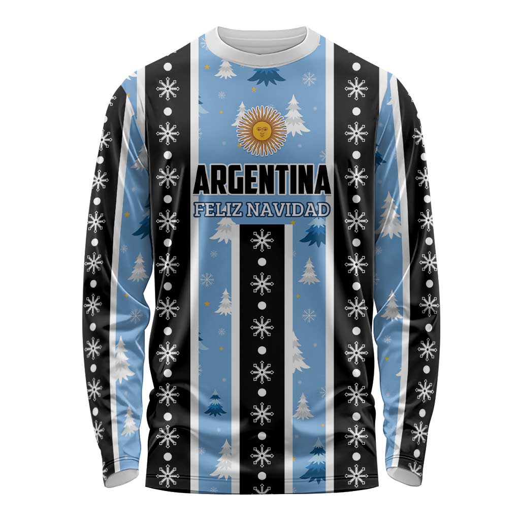 Argentina Christmas Long Sleeve Shirt Feliz Navidad Sol de Mayo - Wonder Print Shop