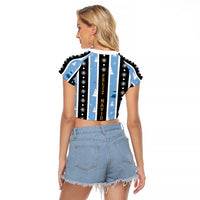 Argentina Christmas Raglan Cropped T Shirt Feliz Navidad Sol de Mayo - Wonder Print Shop